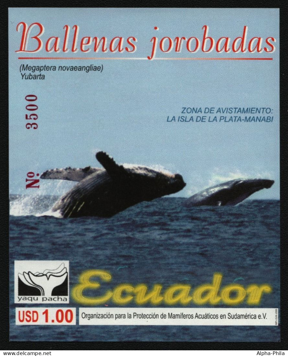 Ecuador 2000 - Mi-Nr. Block 155 ** - MNH - Wale / Whales - Equateur