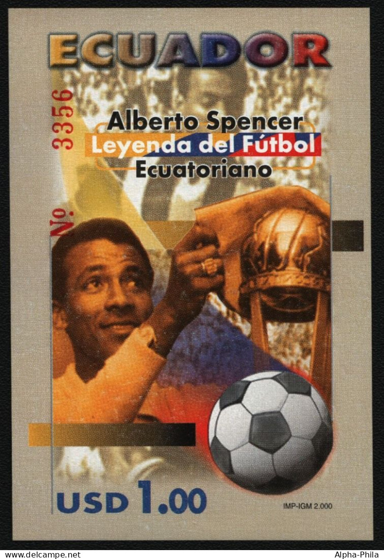 Ecuador 2000 - Mi-Nr. Block 156 ** - MNH - Fußball / Soccer - Ecuador