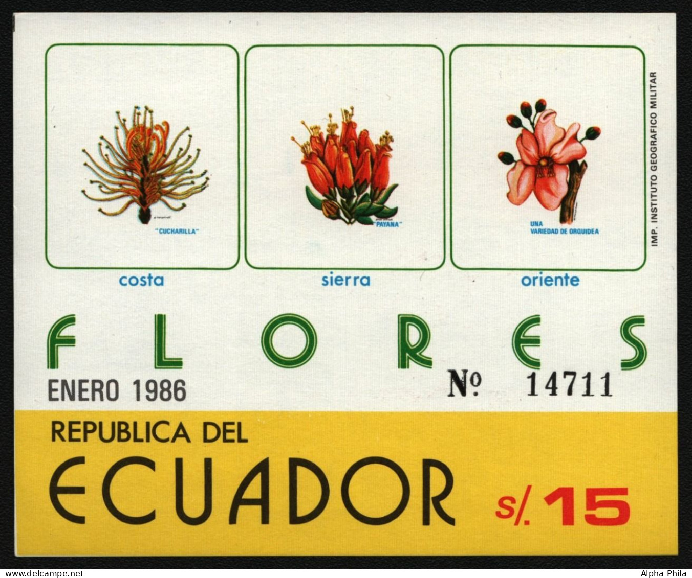 Ecuador 1986 - Mi-Nr. Block 122 ** - MNH - Blumen / Flowers - Ecuador