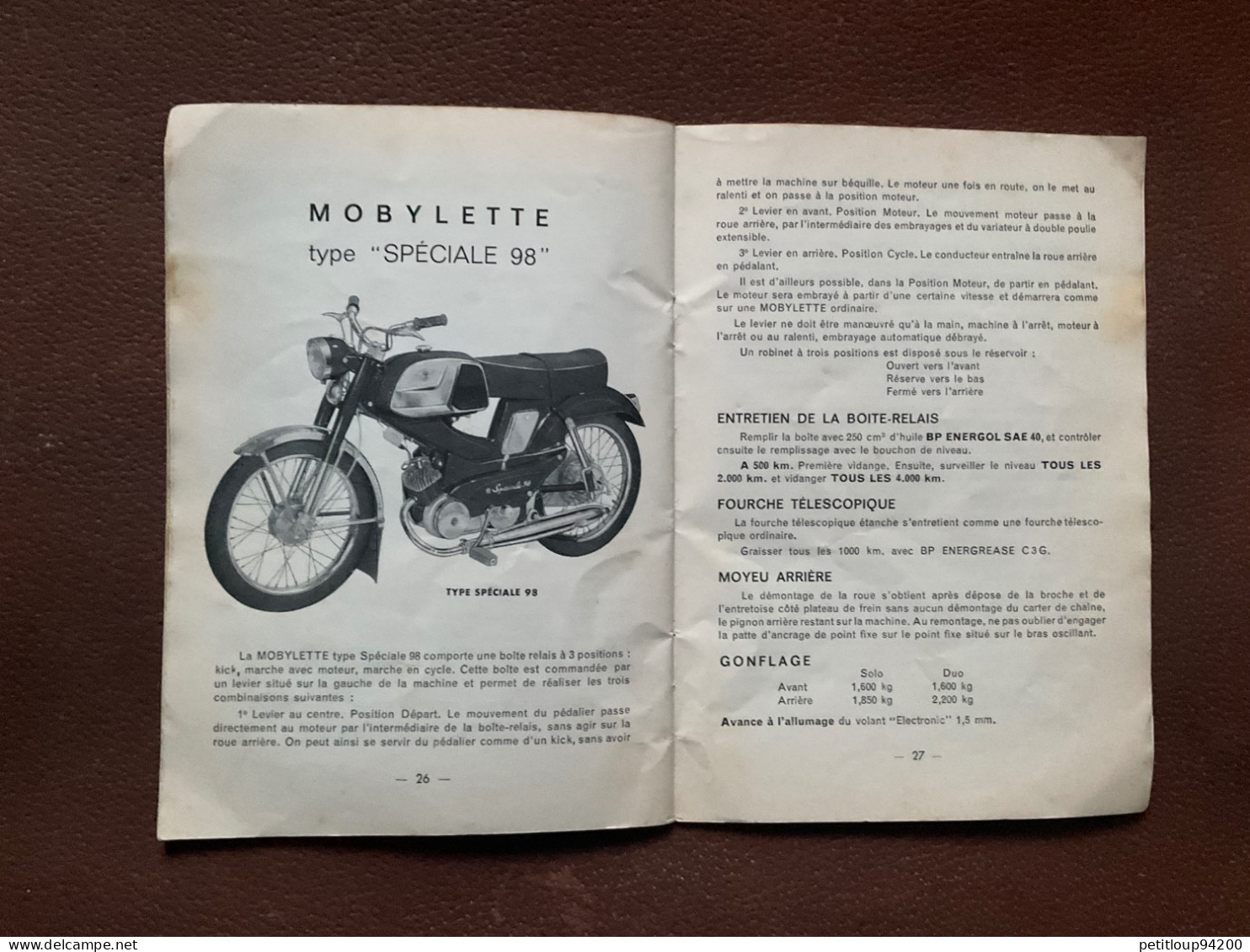 CATALOGUE Motobecane MOBYLETTE Bicyclette Motorisée