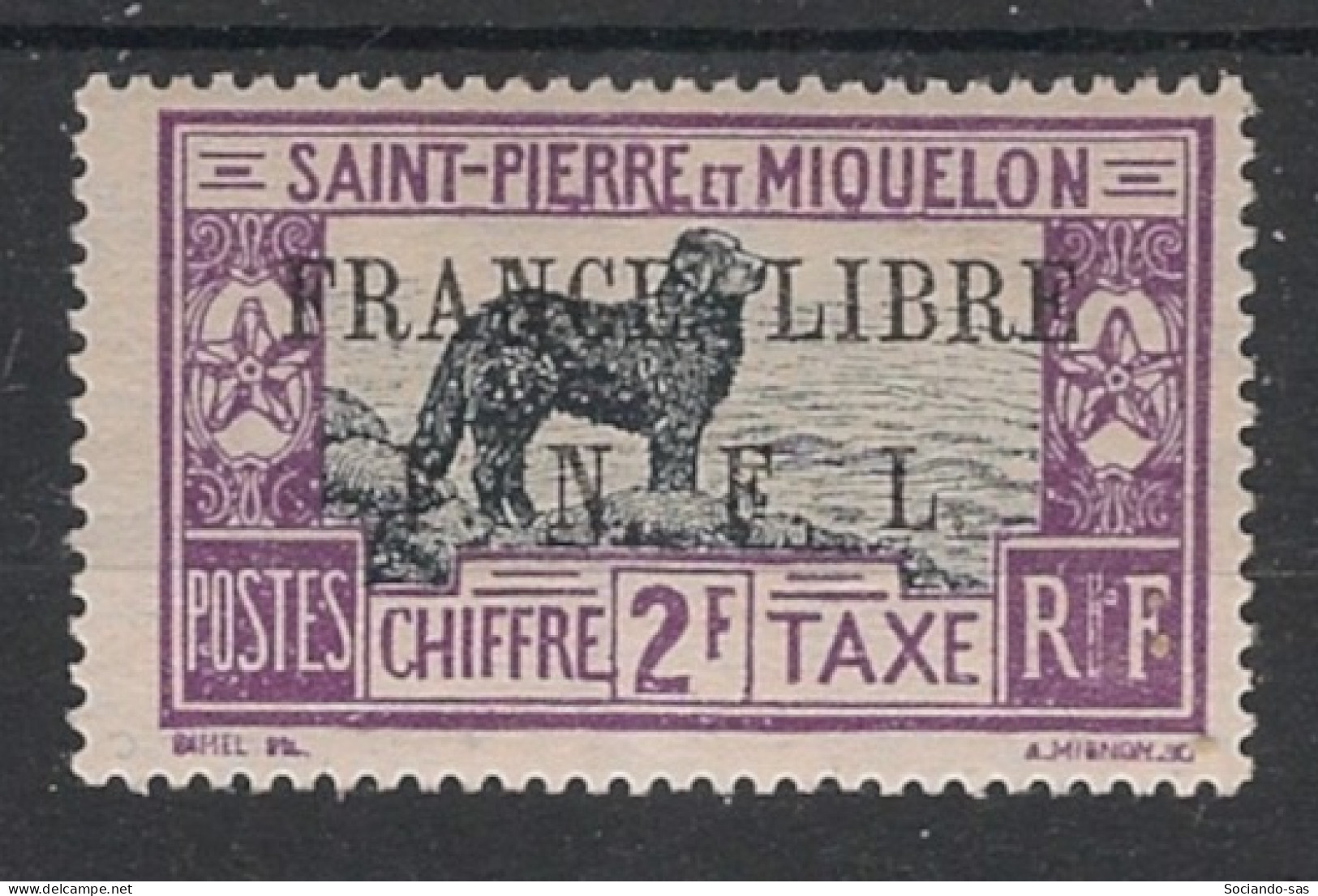 SPM - 1942 - Taxe TT N°YT. 55 - Chien Terre-Neuve 2f Violet Et Noir - Neuf * / MH VF - Strafport