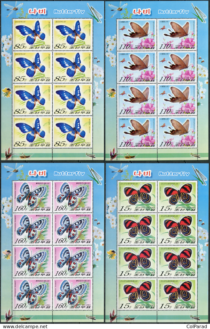 NORTH KOREA - 2007 - SET OF 4 M/SHEETS MNH ** - Butterflies - Corée Du Nord