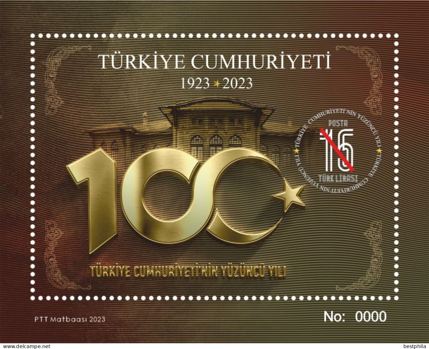 Turkey, Türkei - 2023 - 100th Anniversary Of The Republic Of Turkey  // 1.Mini S/Sheet ** With Serial Numbers ** MNH - Ungebraucht