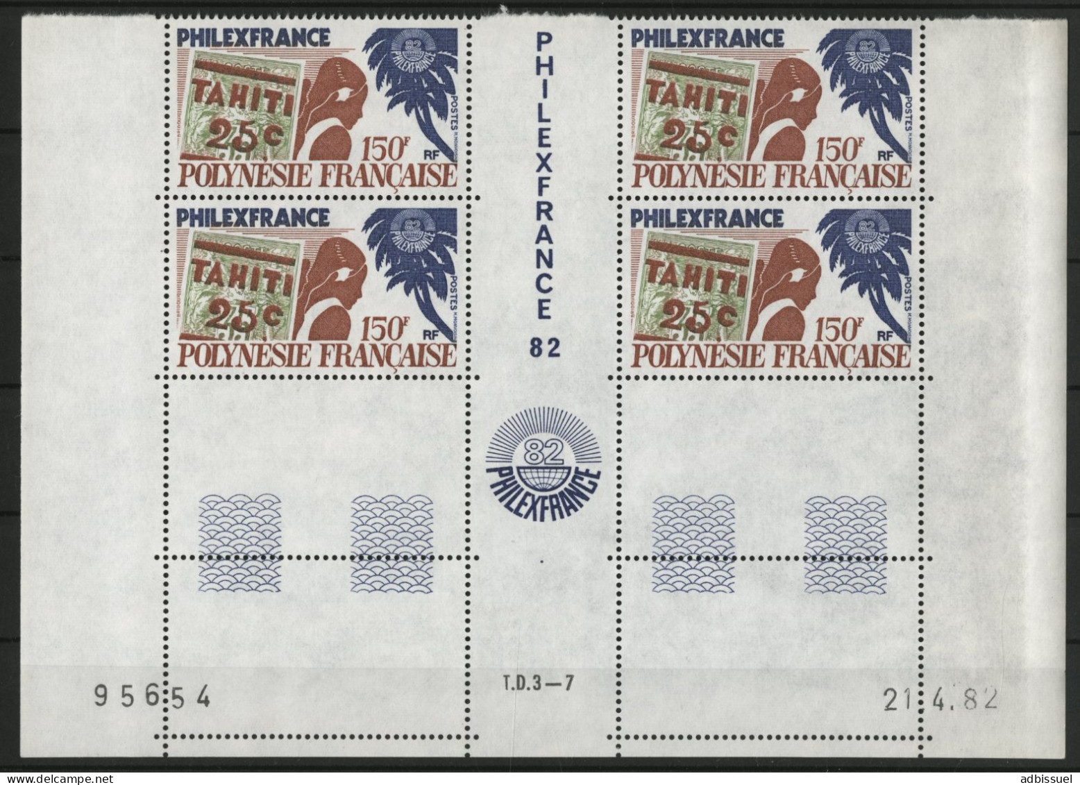 POLYNESIE N° 180 En Blocs De Quatre Avec Coin Daté 21/4/82 Neufs ** (MNH) TB - Ungebraucht