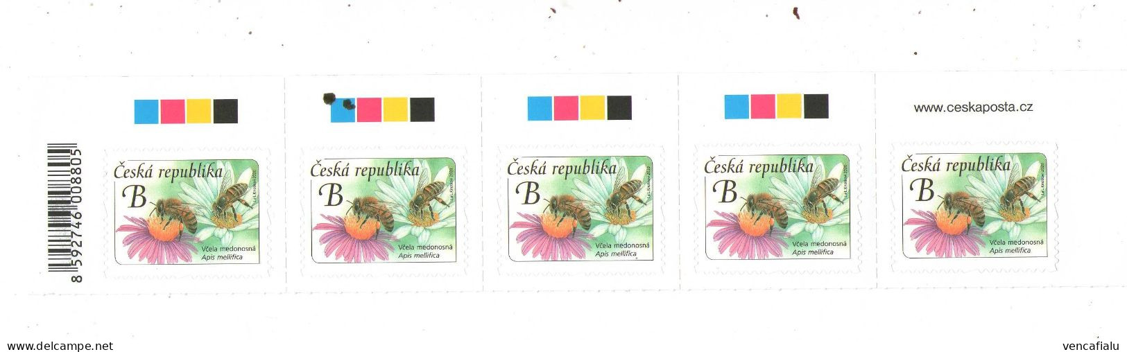 Czech Republic 2020 - Self Adhesive Stamp, Bottom Edge From MS, Barcode,color Test, Www, MNH - Bienen