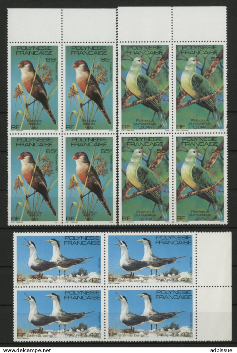 POLYNESIE N° 168 à 170 En Blocs De Quatre Neufs ** (MNH) "OISEAUX/BIRDS" TB - Neufs