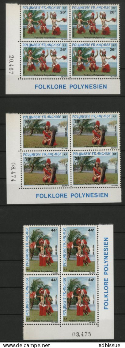 POLYNESIE N° 165 à 167 En Blocs De Quatre Neufs ** (MNH) + Coins Numérotés TB - Neufs