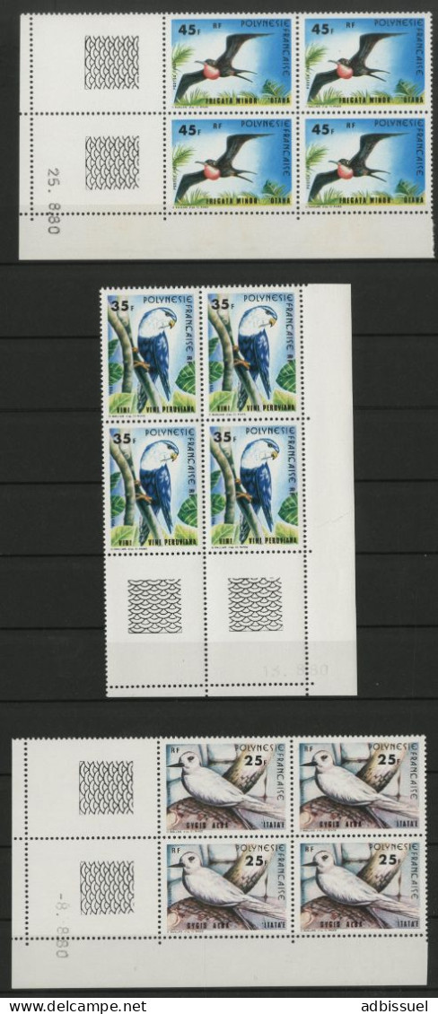 POLYNESIE N° 156 à 157 En Blocs De Quatre Neufs ** (MNH) + Coins Datés "Oiseaux" TB - Ungebraucht