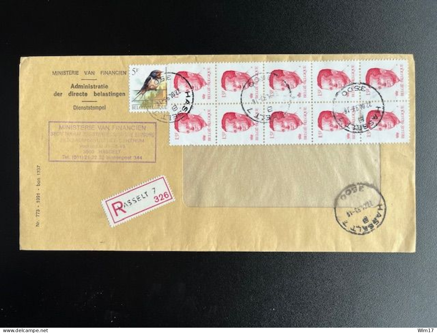 BELGIUM 1993 REGISTERED LETTER HASSELT 22-04-1993 BELGIE BELGIQUE RECOMMANDEE - Covers & Documents