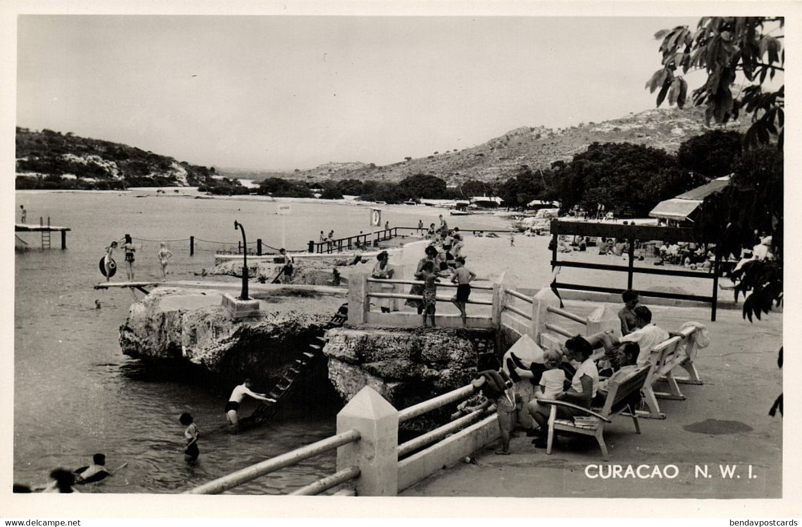 Curacao, N.A, WILLEMSTAD, Piscadera Bay Beach (1950s) Salas RPPC Postcard - Curaçao