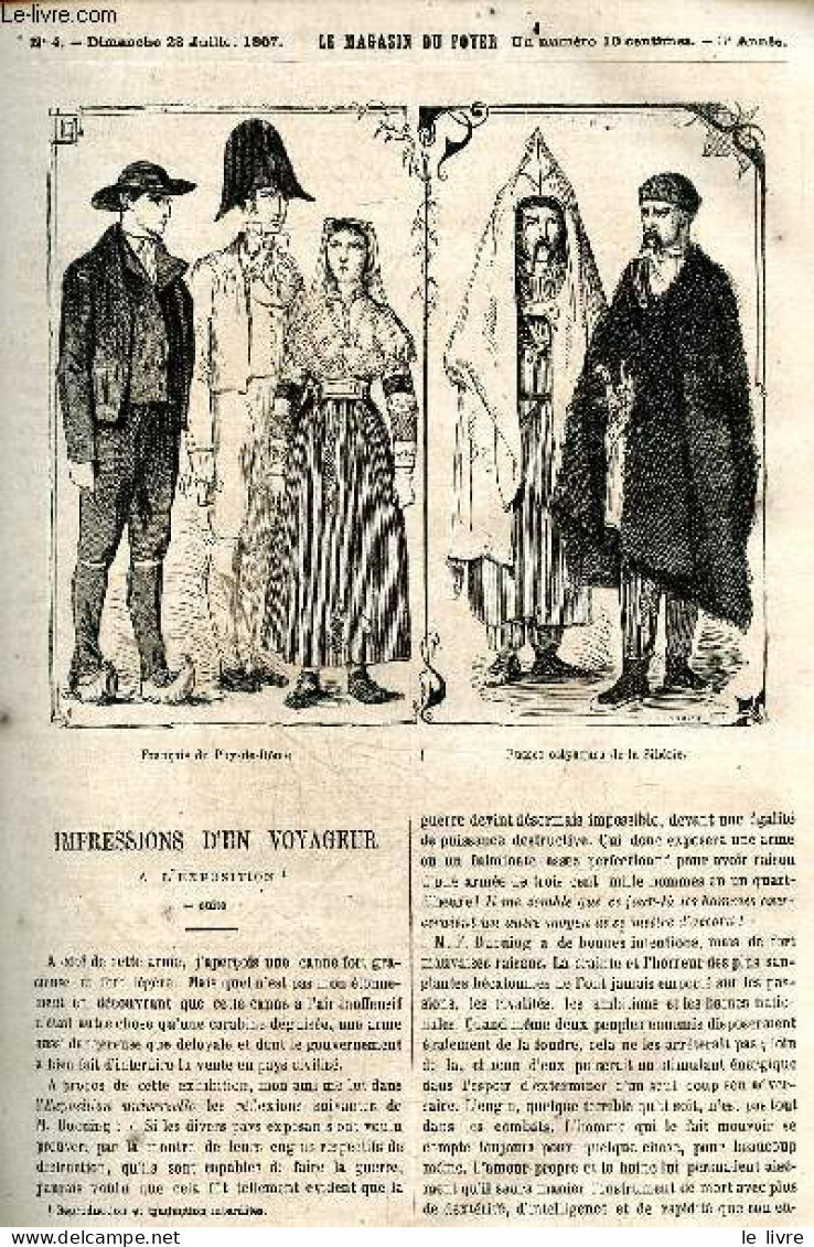 Le Magasin Du Foyer, Journal Des Bonnes Lectures - 1867, 3e Annee - N°4, Dimanche 28 Juillet 1867- Impressions D'un Voya - Otras Revistas