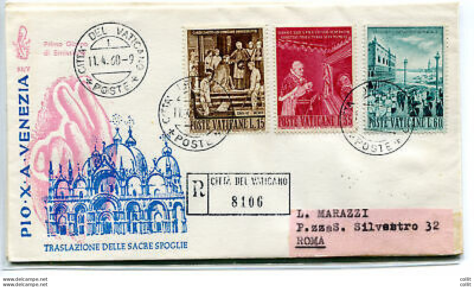 Vaticano FDC Venetia 1960 Traslazione  Viaggiata Racc. Per L'Italia - FDC