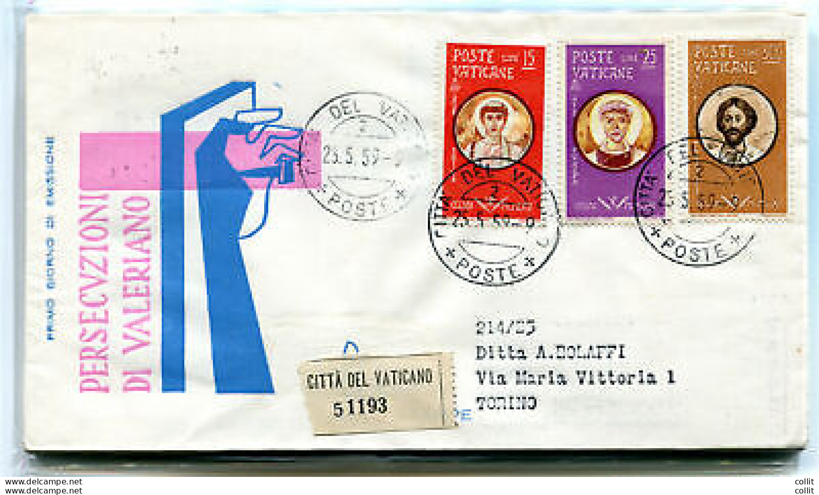 Vaticano FDC Venetia 1959 Martiri  Viaggiata Racc. Per L'Italia - FDC