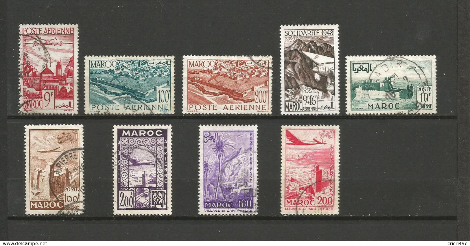 Maroc Poste Aérienne 1 Lot De 9 Timbres Oblitérés De 1947 à 1955  (A9) - Collections (sans Albums)