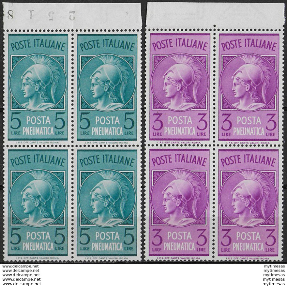 1947 Italia Minerva Bc Bl4 MNH Sass PN N.18/19 - Altri & Non Classificati