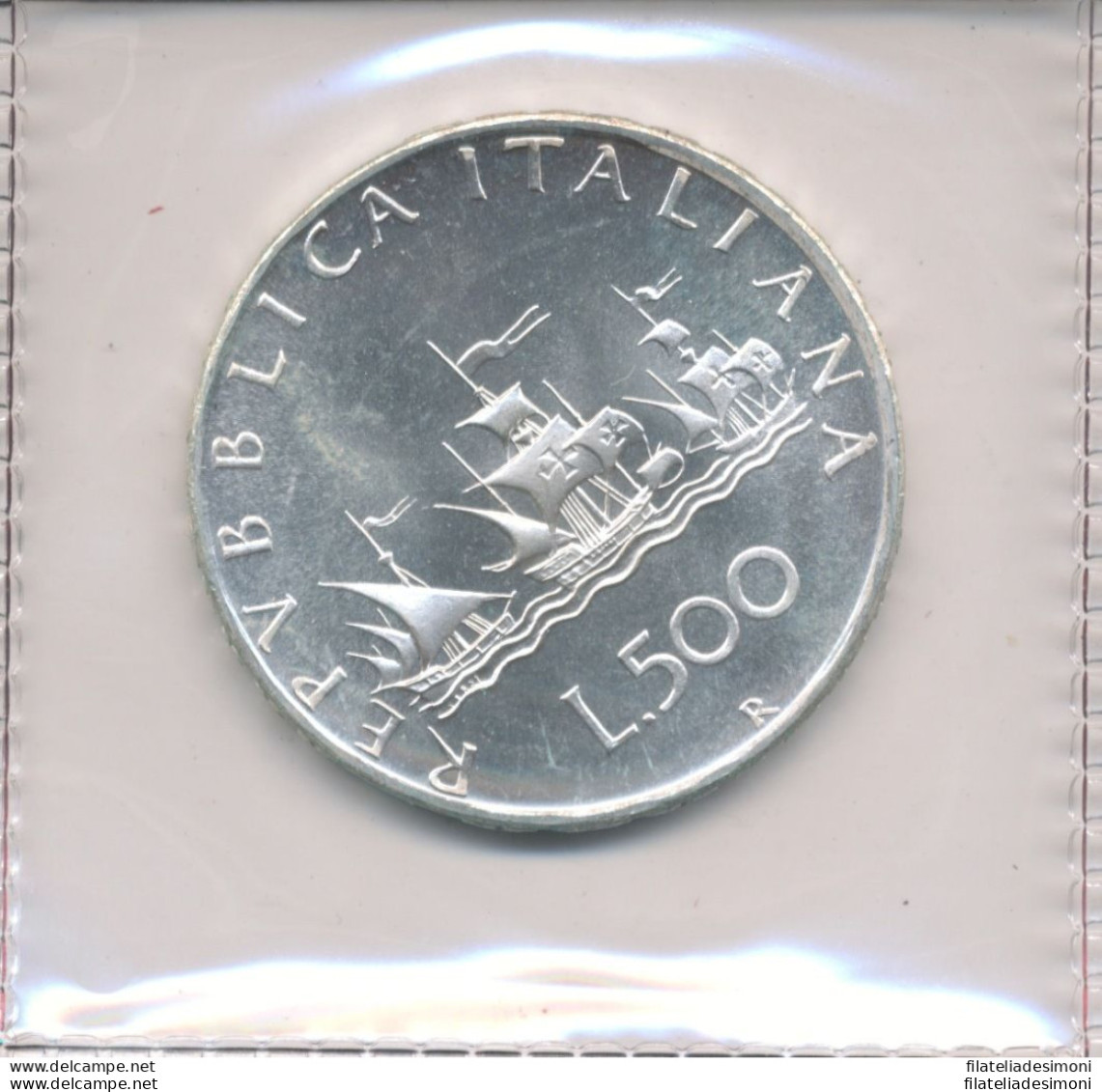 1970 Italia Repubblica 500 Lire Argento Veliero FDC Fondo Lucido - 500 Liras