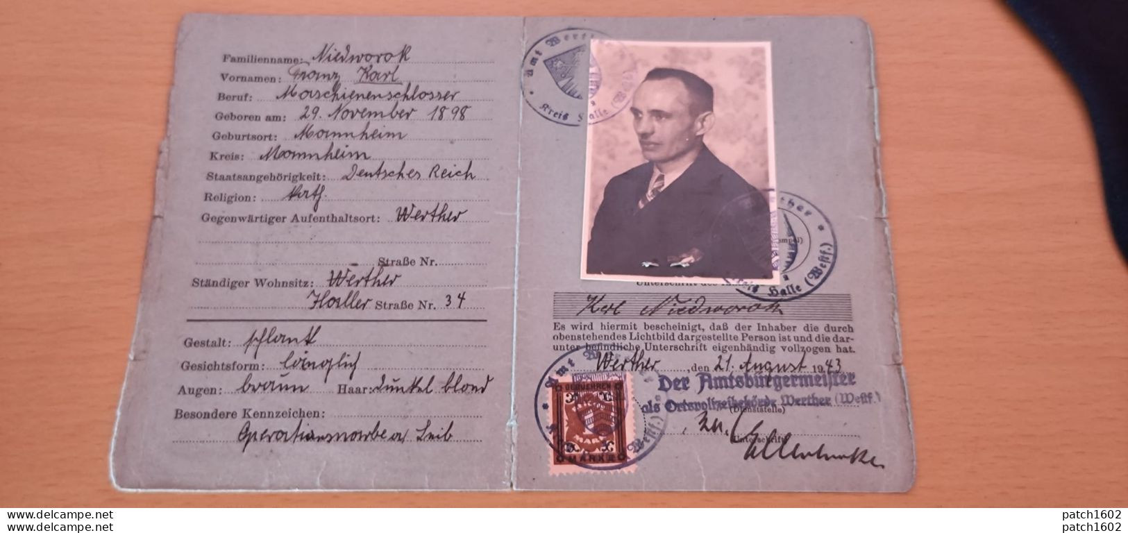 PERSONALAUSWEIS CARTE IDENTITÉ (allemagne) 21 Août 1948 Né 29 Novembre 1898 - Historische Dokumente