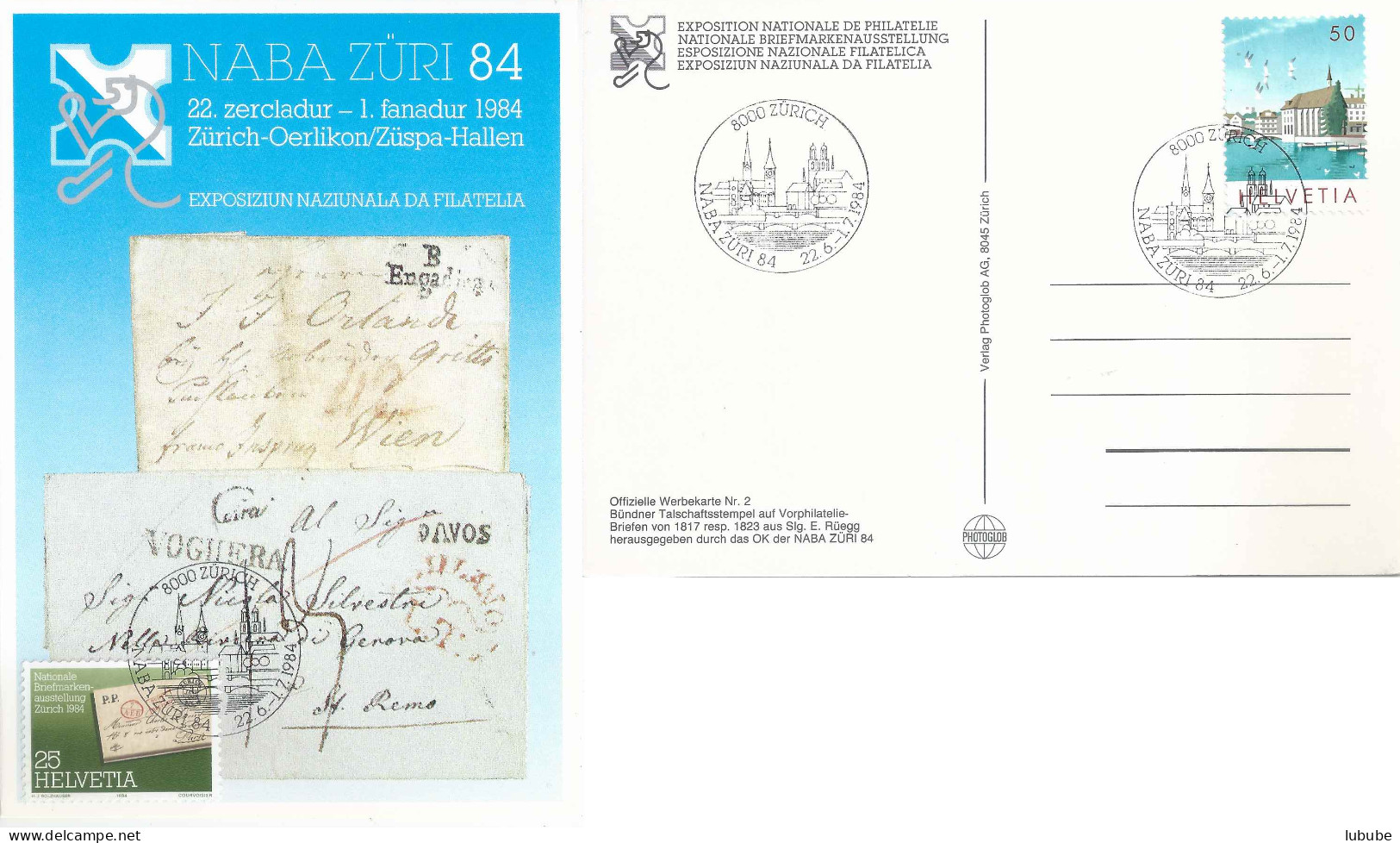 Sonderkarte  "NABA Züri84"  (räterromanisch)      1984 - Cartas & Documentos