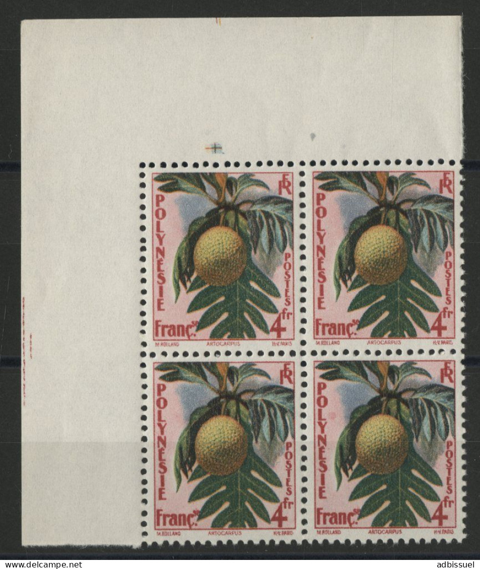 POLYNESIE N° 13 Bloc De Quatre Neuf Sans Charnière ** (MNH) Avec Coin De Feuille FLORE TB - Ongebruikt