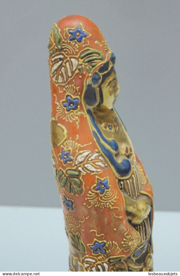 -ANCIENNE STATUETTE FEMME PORCELAINE SATSUMA JAPON COLLECTION VITRINE déco    E