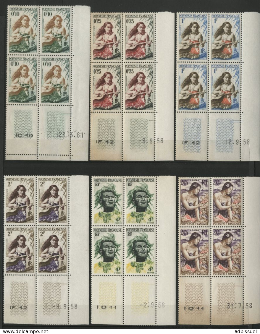 POLYNESIE N° 1 à 5 + 11 En Blocs De Quatre Neufs Sans Charnière ** (MNH) + Coin Daté TB Voir Suite - Neufs