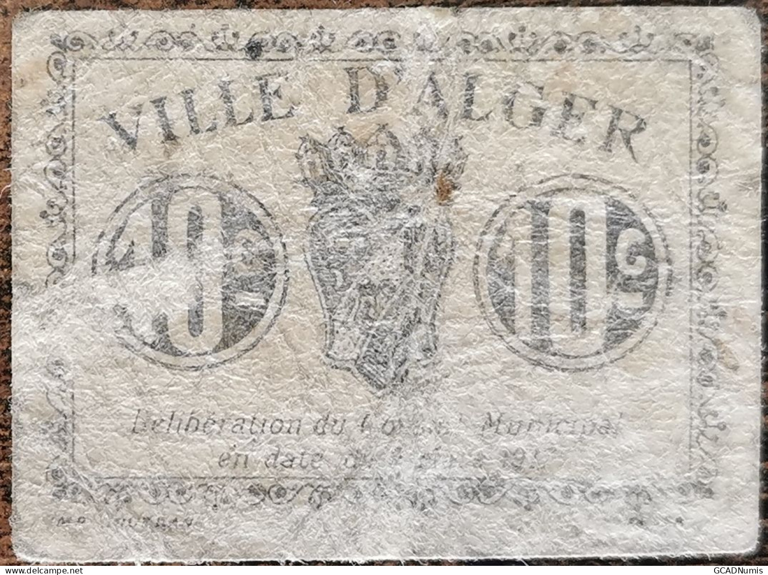 Billet 10 Centimes Chambre De Commerce Ville D'ALGER - 1917 - Algérie - Algerije