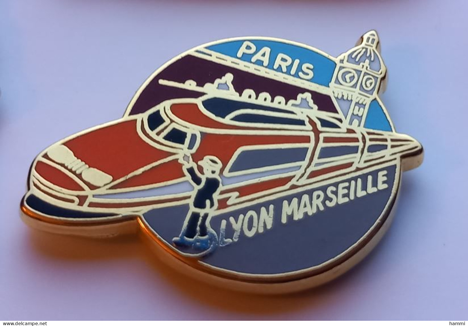 N185 Pin's SNCF TGV ORANGE Paris Lyon Marseille Signé Ballard Achat Immédiat - TGV