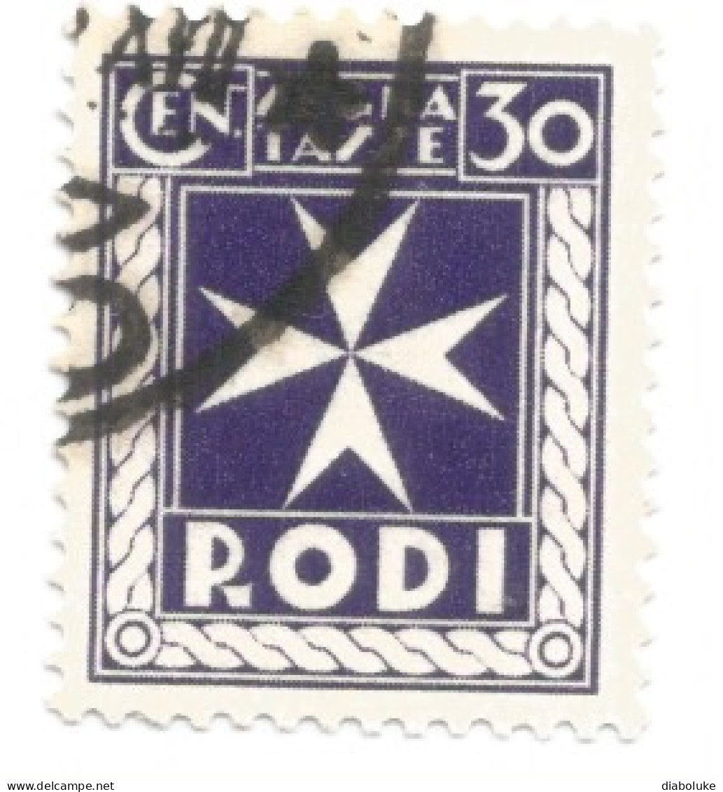 (COLONIE E POSSEDIMENTI) 1934, EGEO, SEGNATASSE, 30c - Francobollo Usato (CAT. SASSONE N.4) - Aegean