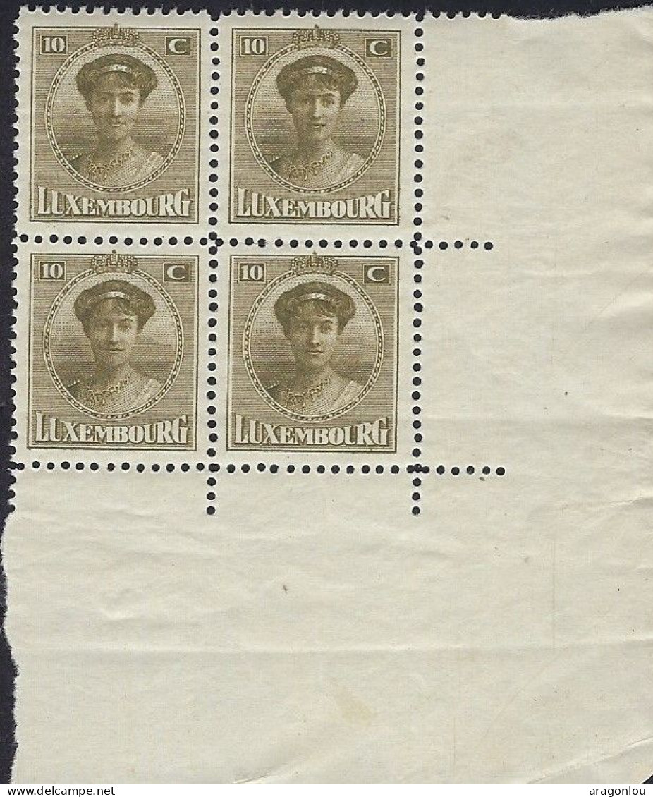 Luxembourg - Luxemburg - Timbres - Bloc à 4   Charlotte    MNH** - 1921-27 Charlotte Front Side