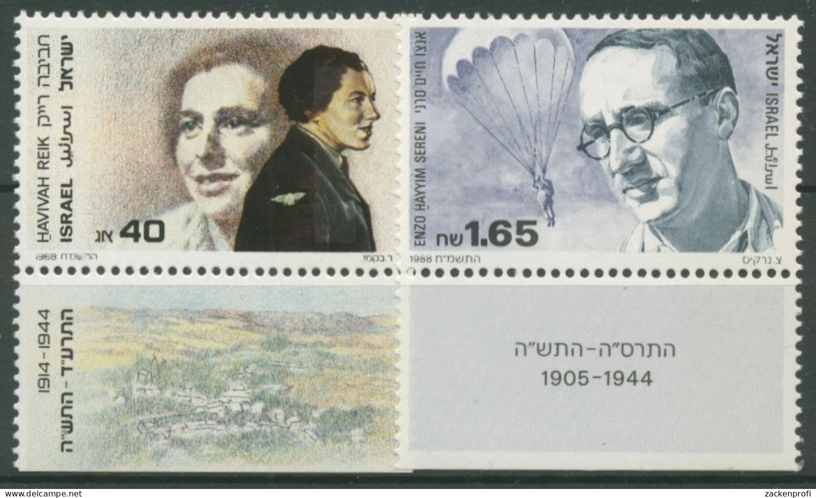 Israel 1988 Widerstandskämpfer Im 2. Weltkrieg 1103/04 Mit Tab Postfrisch - Unused Stamps (with Tabs)