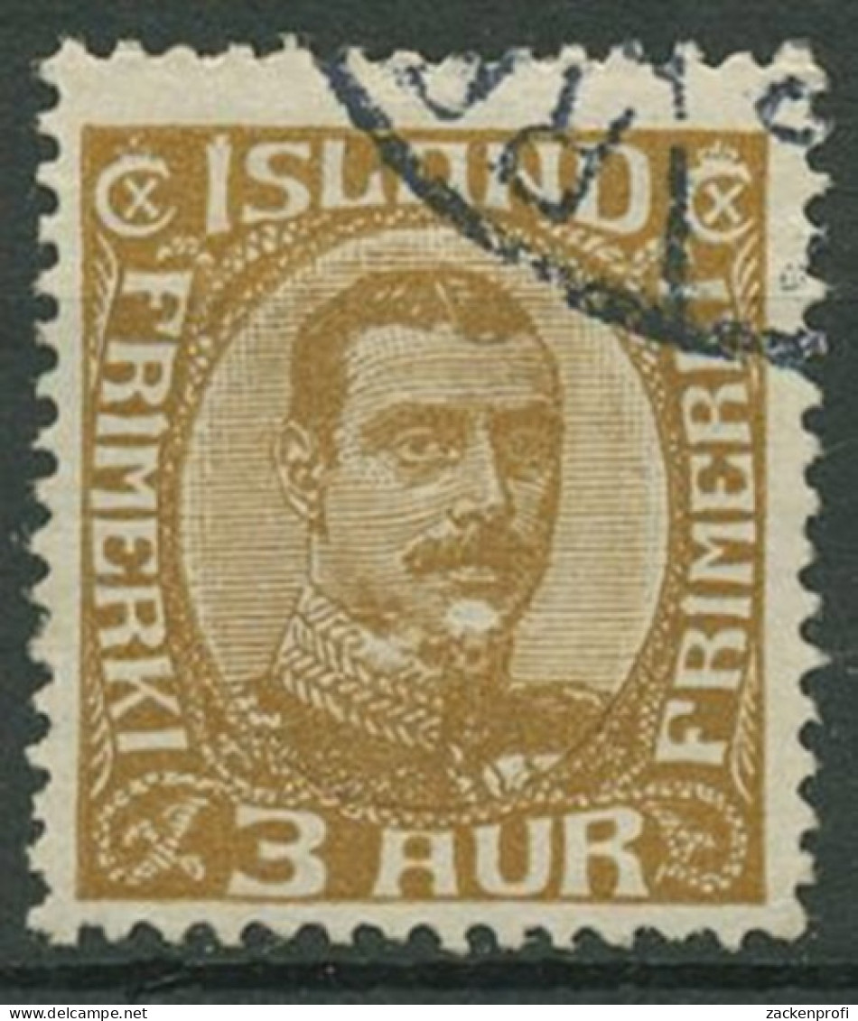 Island 1920 König Christian X. Im Oval 3 Aurar, 84 Gestempelt - Gebraucht