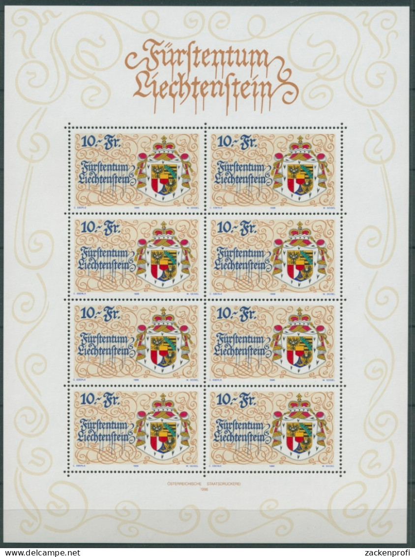 Liechtenstein 1996 75 Jahre Neue Verfassung Kleinbog. 1136 K Postfrisch (C13774) - Blocs & Feuillets