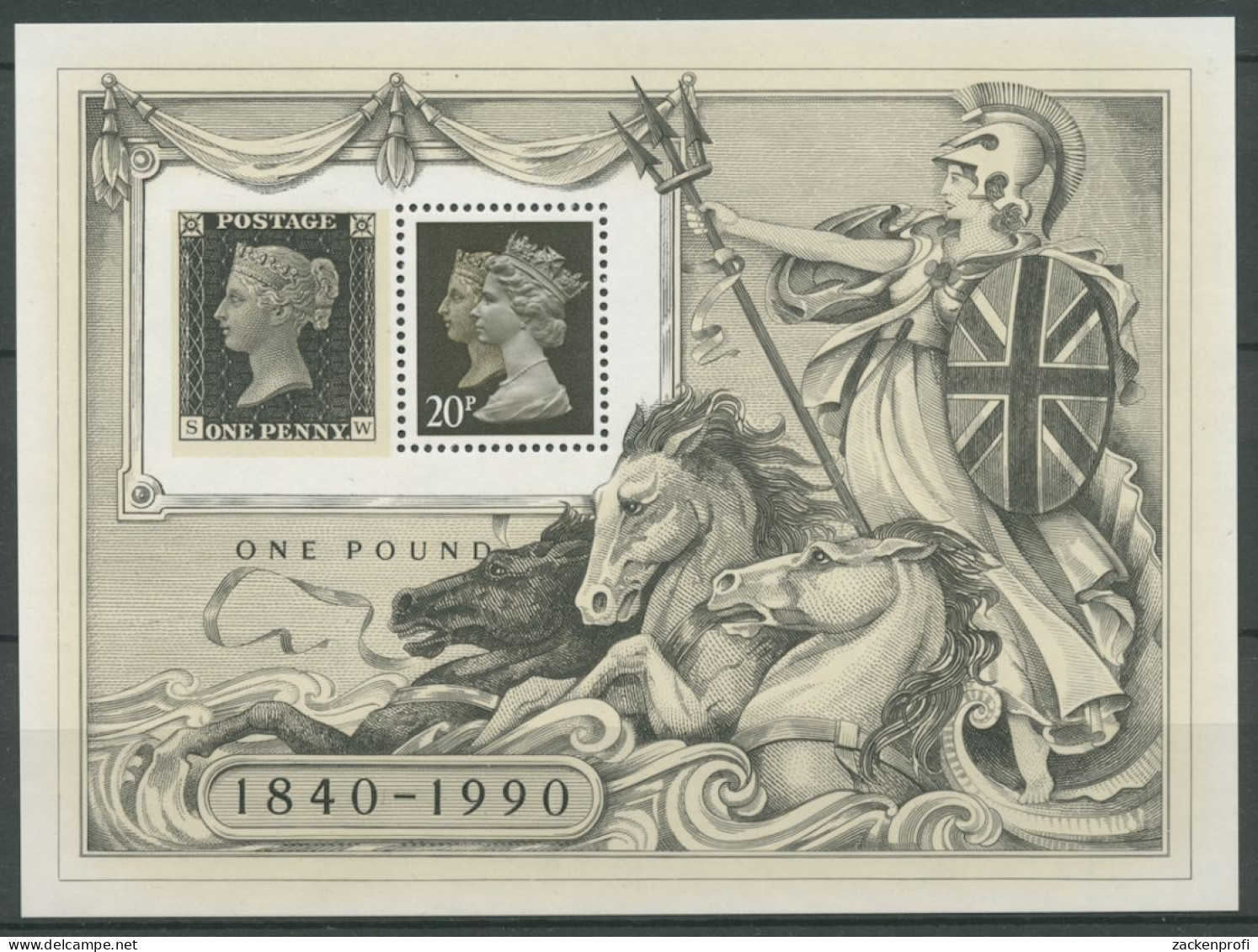 Großbritannien 1990 150 Jahre Briefmarken Block 6 Postfrisch (C24828) - Blocks & Miniature Sheets