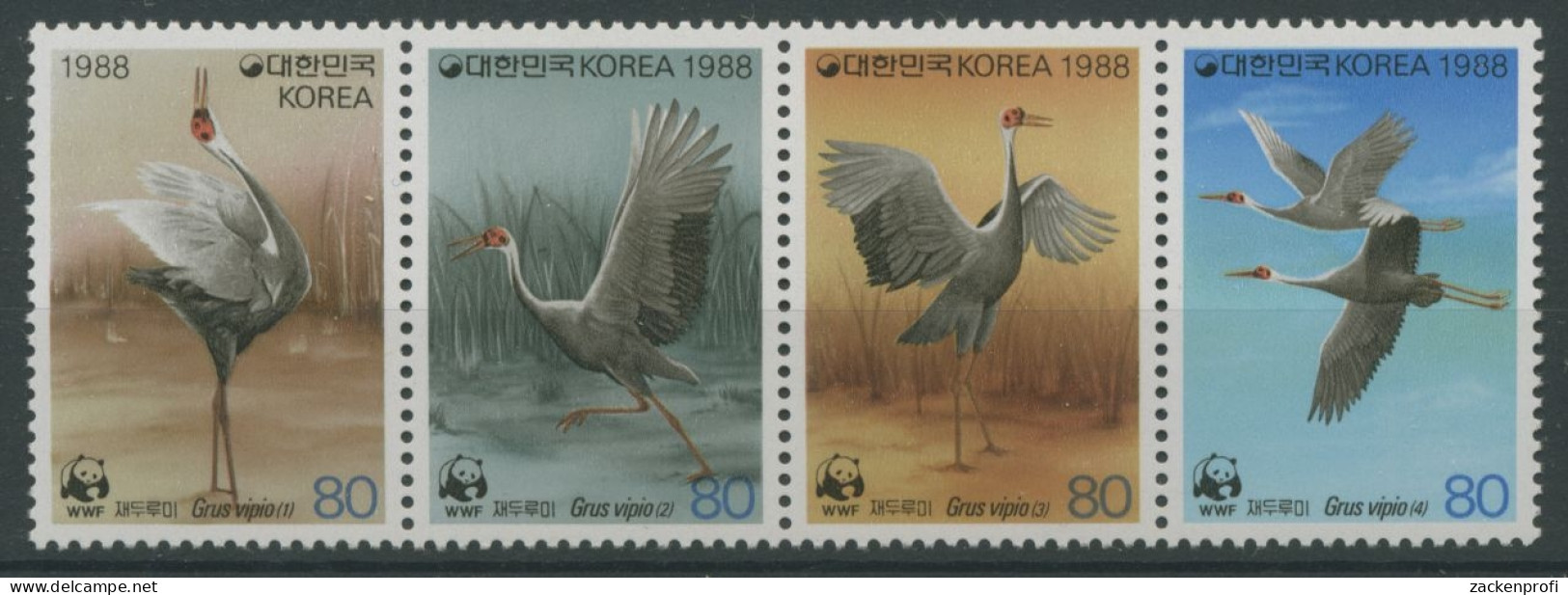 Korea (Süd) 1988 WWF Tiere Vögel Kraniche 1553/56 ZD Postfrisch - Corée Du Sud