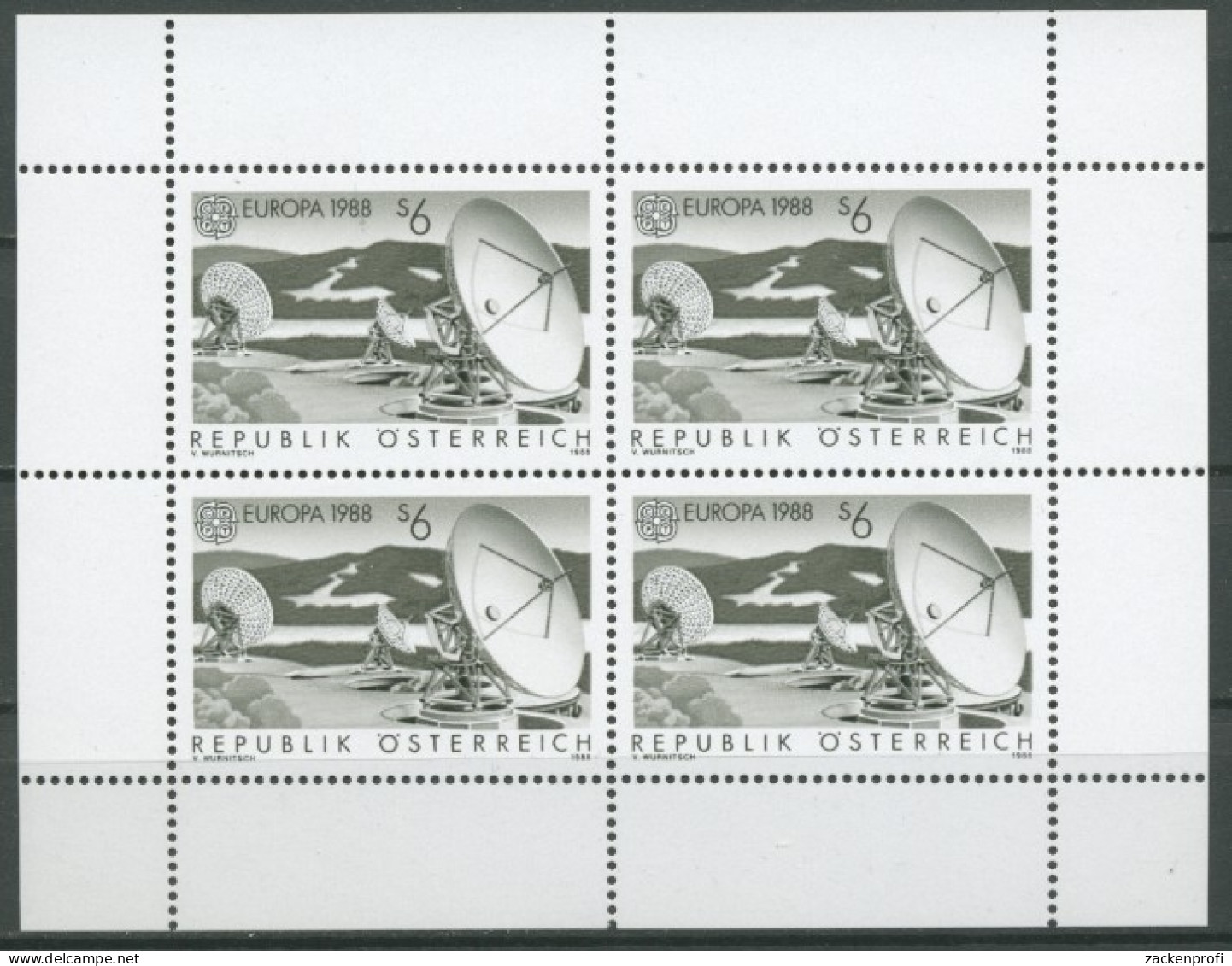 Österreich 1988 Europa Schwarzdruck Kleinbogen 1922 K S Postfrisch (C14742) - Blocks & Sheetlets & Panes