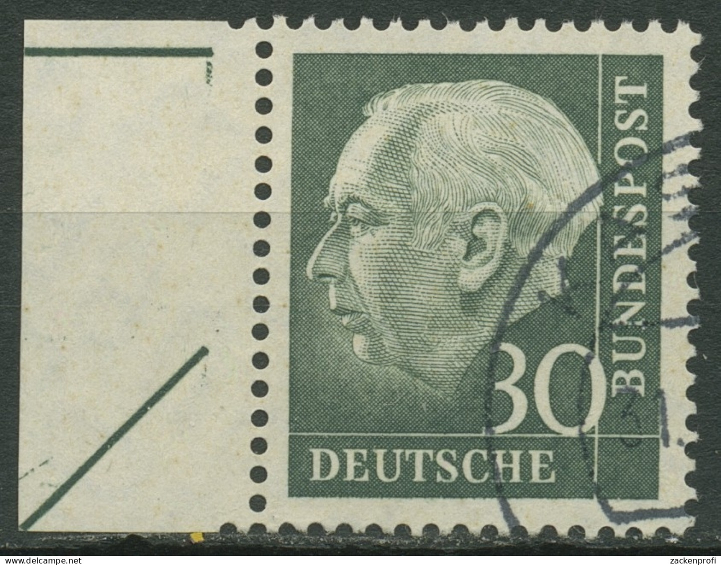 Bund 1960 Heuss LUMOGEN Bogenmarke 259 Y Rand Mit Markierung Gestempelt, Geprüft - Ungebraucht