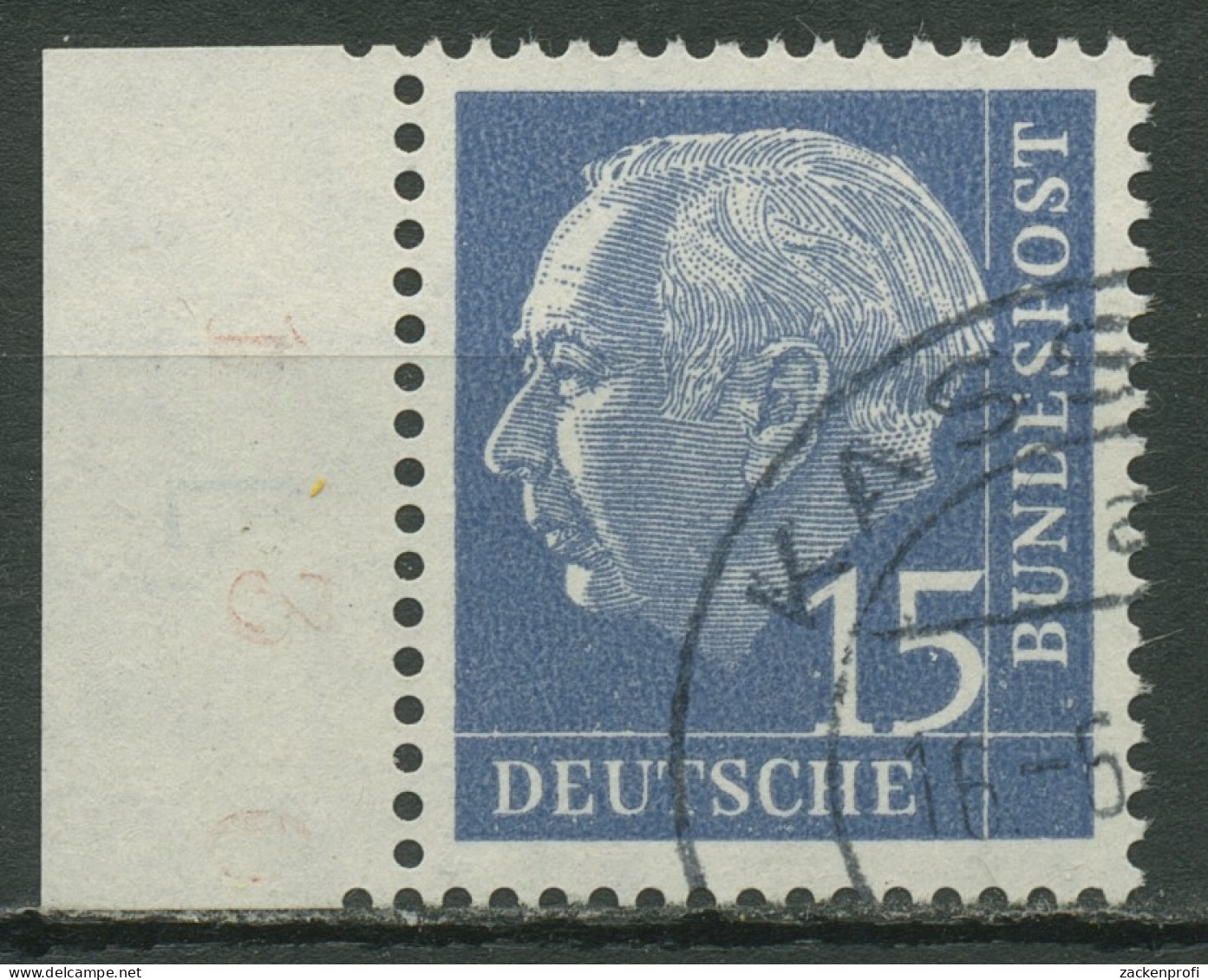 Bund 1960 Heuss LUMOGEN Bogenmarke Randstück 184 Y Gestempelt Geprüft - Used Stamps