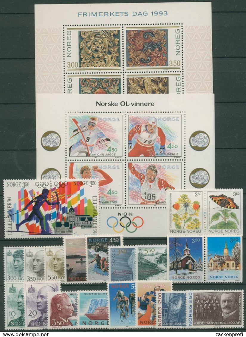 Norwegen 1993 Jahrgang Komplett 1114/42, Block 19/20 Postfrisch (SG16952) - Unused Stamps