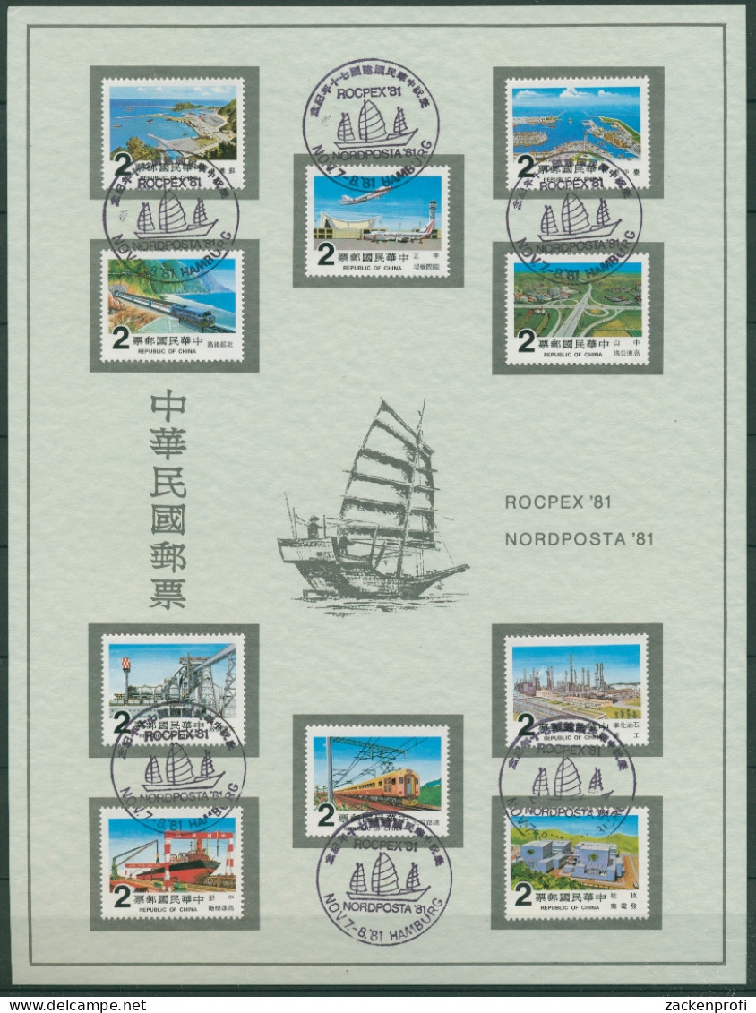 Taiwan 1980 Bauprojekte 1353/62 Sonderblatt NORDPOSTA (SG18375) - Usati