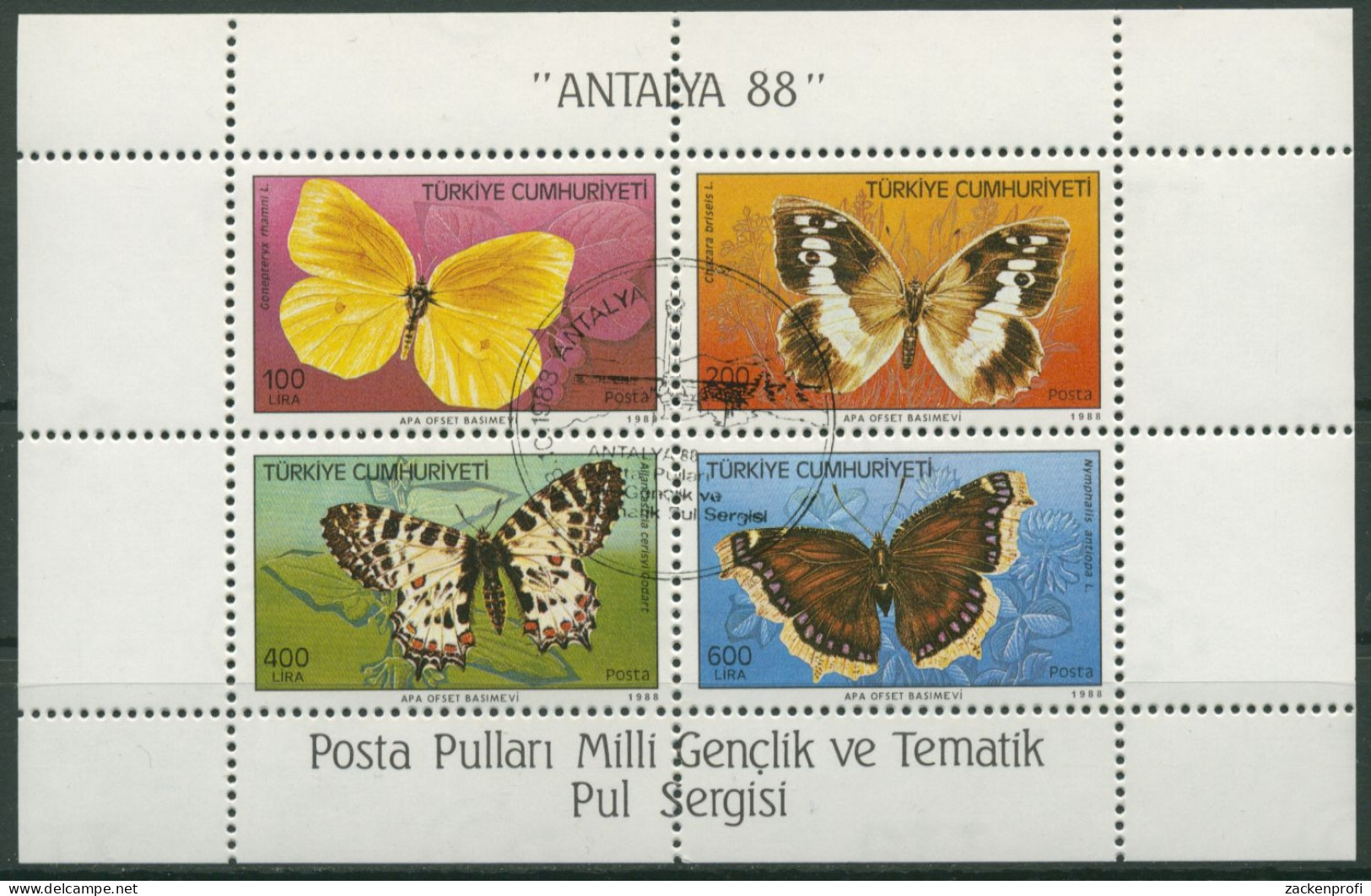 Türkei 1988 Schmetterlinge Block 26 Gestempelt (C31011) - Blocchi & Foglietti