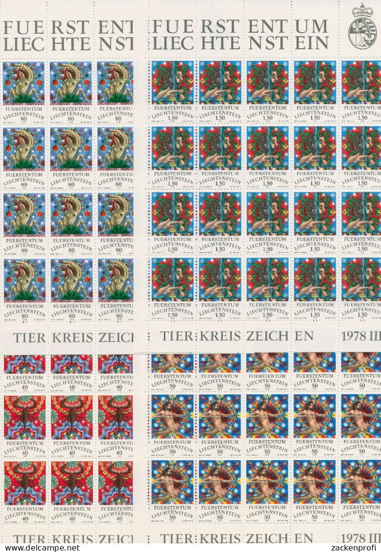 Liechtenstein 1978 Tierkreiszeichen 713/16 Bogen Postfrisch (C96449) - Blocs & Feuillets