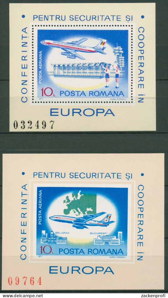 Rumänien 1977 KSZE Flugzeuge Boing 707 Block 143/44 Postfrisch (C92044) - Blocs-feuillets