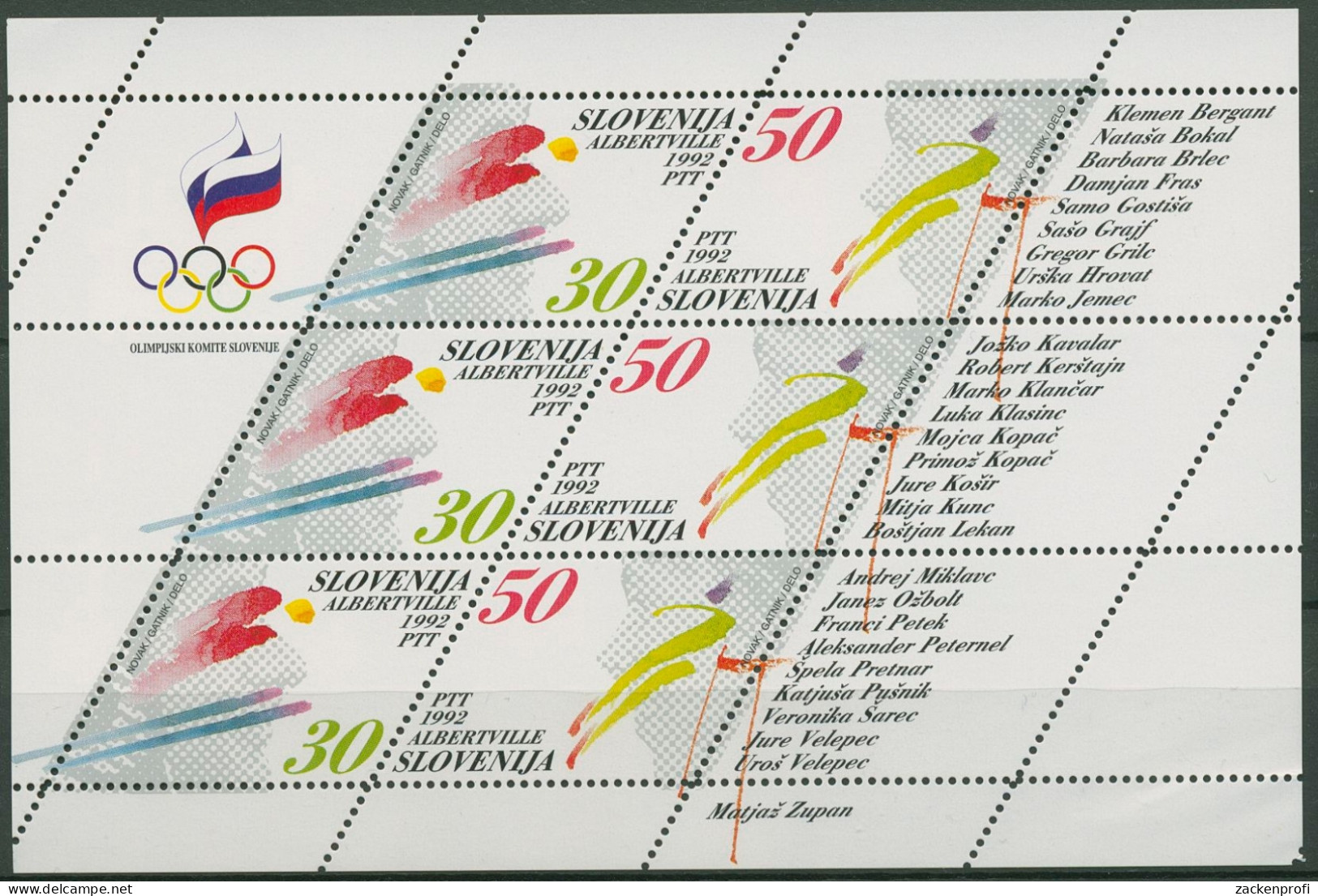 Slowenien 1992 Olympia Albertville Kleinbogen 6/7 K Postfrisch (C90292) - Slovenia