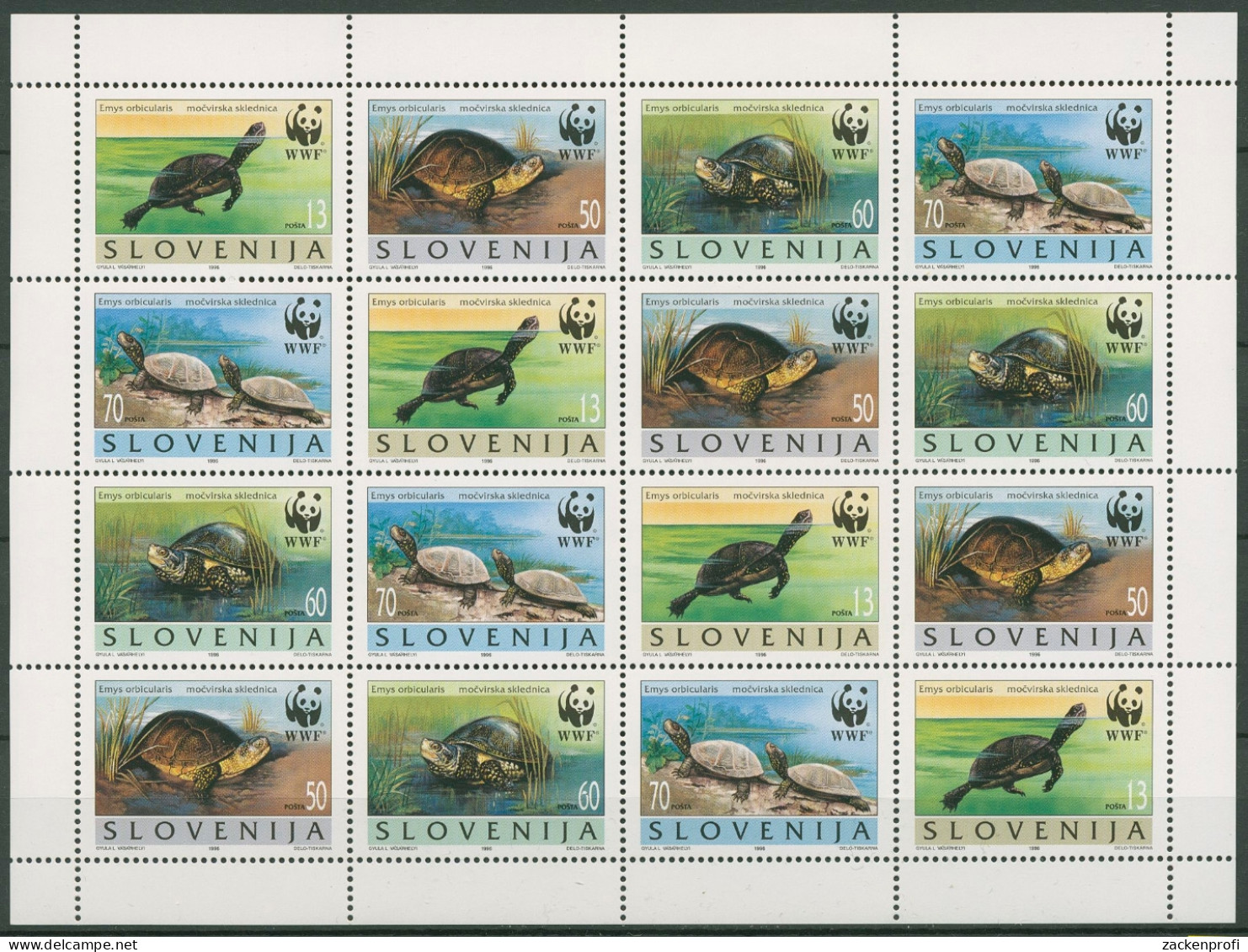 Slowenien 1996 WWF Sumpfschildkröte 131/34 ZD Bogen Postfrisch (C90287) - Eslovenia