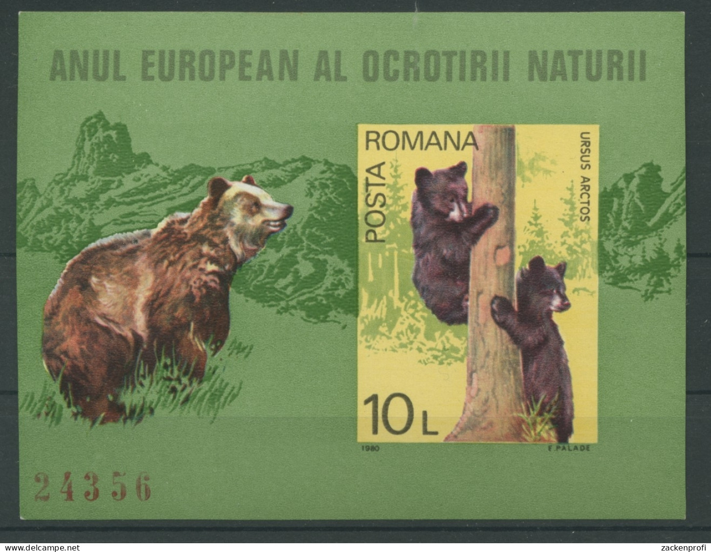 Rumänien 1980 Europäischer Naturschutz Braunbär Block 168 Postfrisch (C92022) - Blocs-feuillets