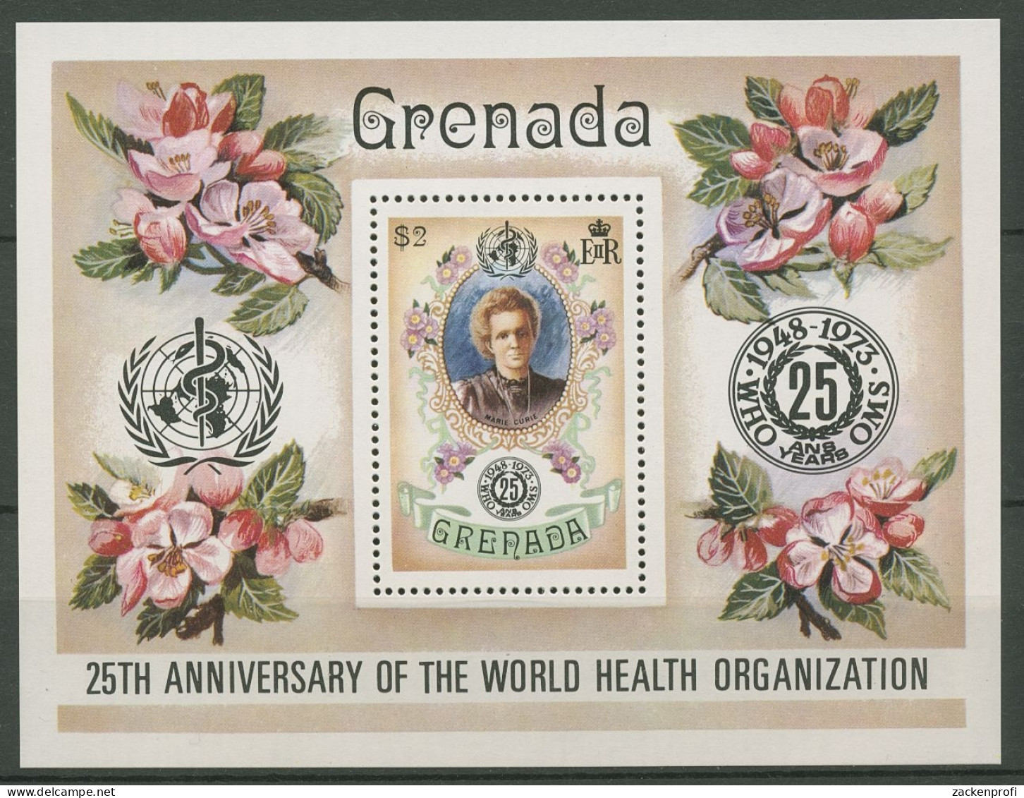 Grenada 1973 Weltgesundheit WHO Marie Curie Block 30 Postfrisch (C94517) - Grenada (1974-...)