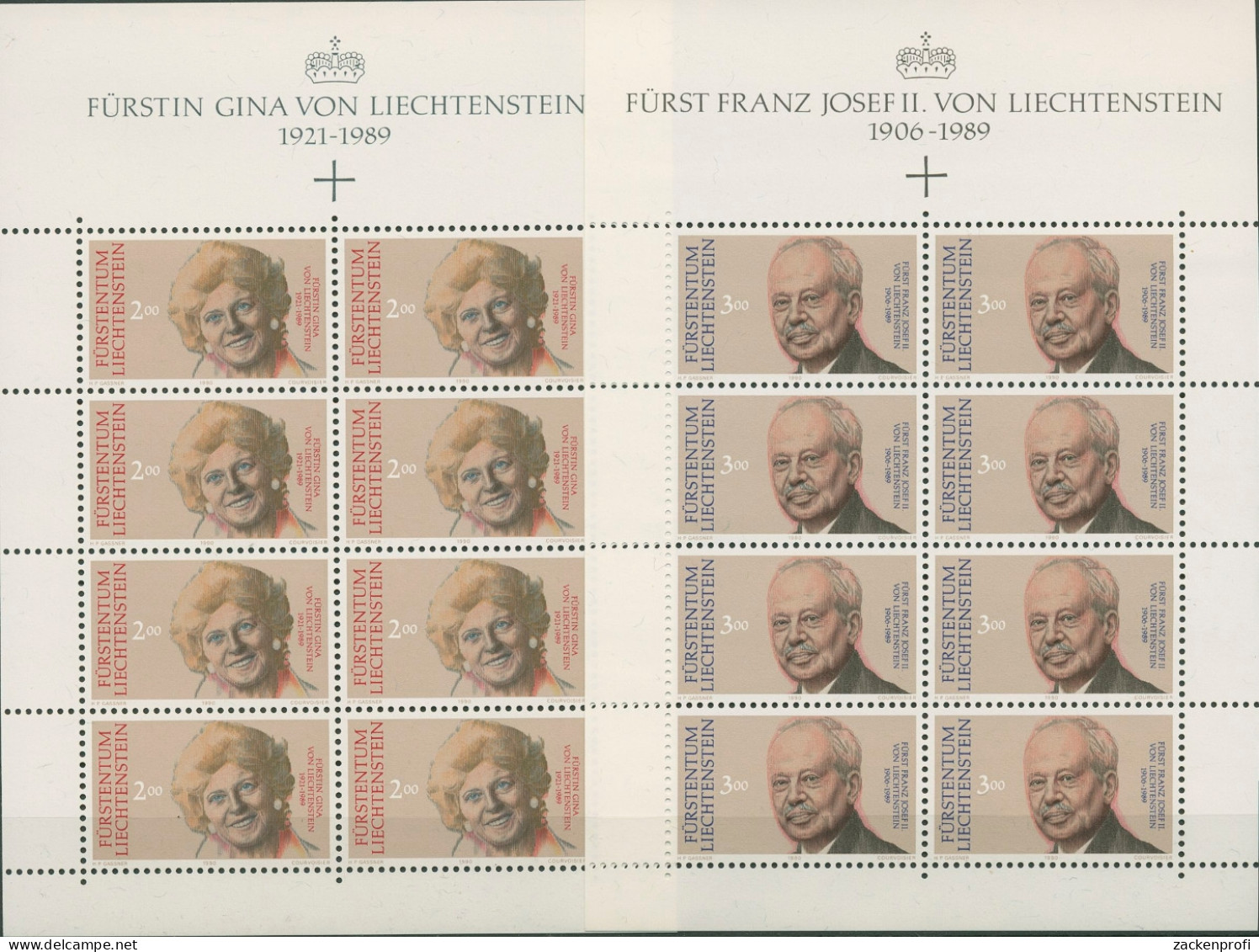 Liechtenstein 1990 Fürst Franz Josef Fürstin Gina 988/89 K Postfrisch (C96451) - Blokken