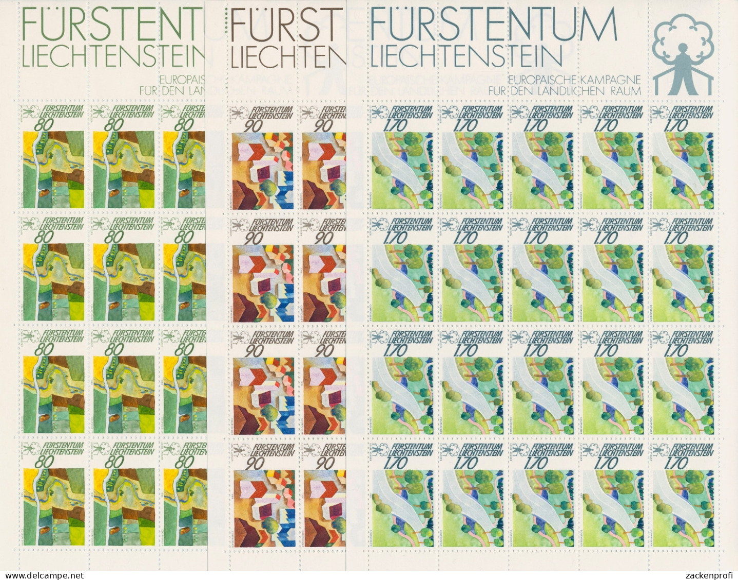 Liechtenstein 1988 Kampagne Für Ländlichen Raum 939/41 Bogen Postfrisch (C96450) - Blocs & Feuillets