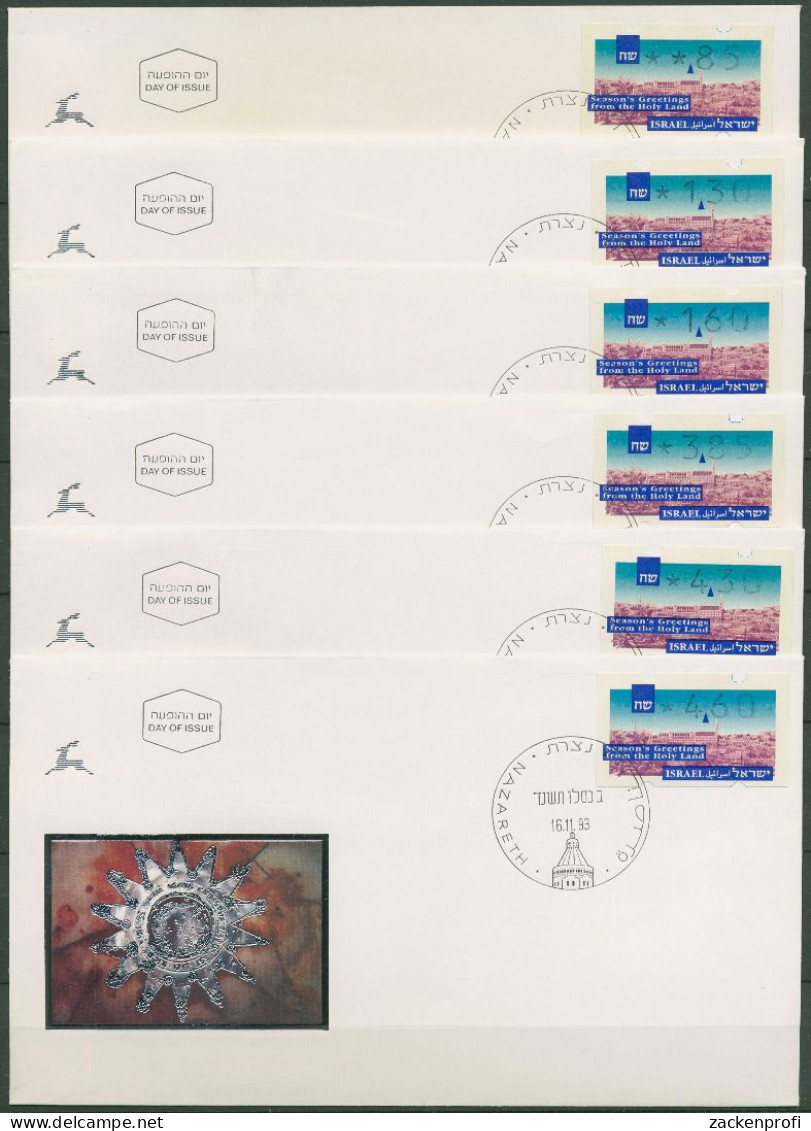 Israel 1993 Automatenmarken Weihnachten ATM 6 S 2, Ersttagsbriefe FDC (X61448) - FDC