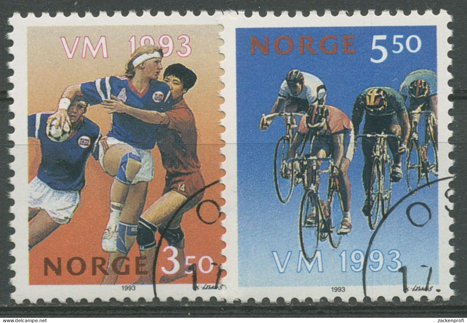 Norwegen 1993 Handball Radrennen 1129/30 Gestempelt - Oblitérés
